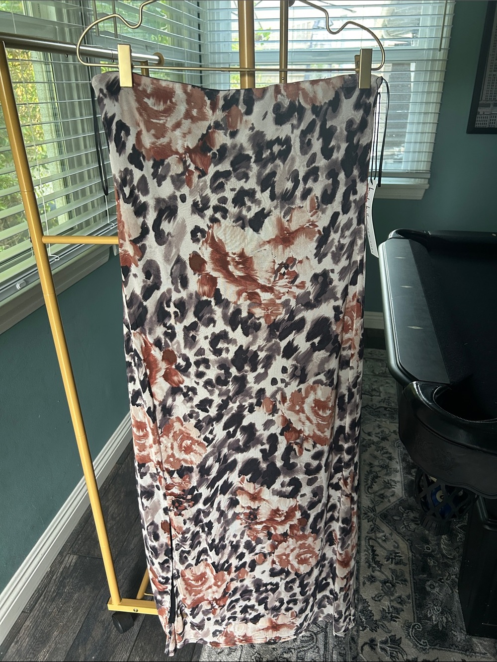 Nicole Miller NY Floral Leopard Print Strapless Sheath Dress. NWT. Size L.